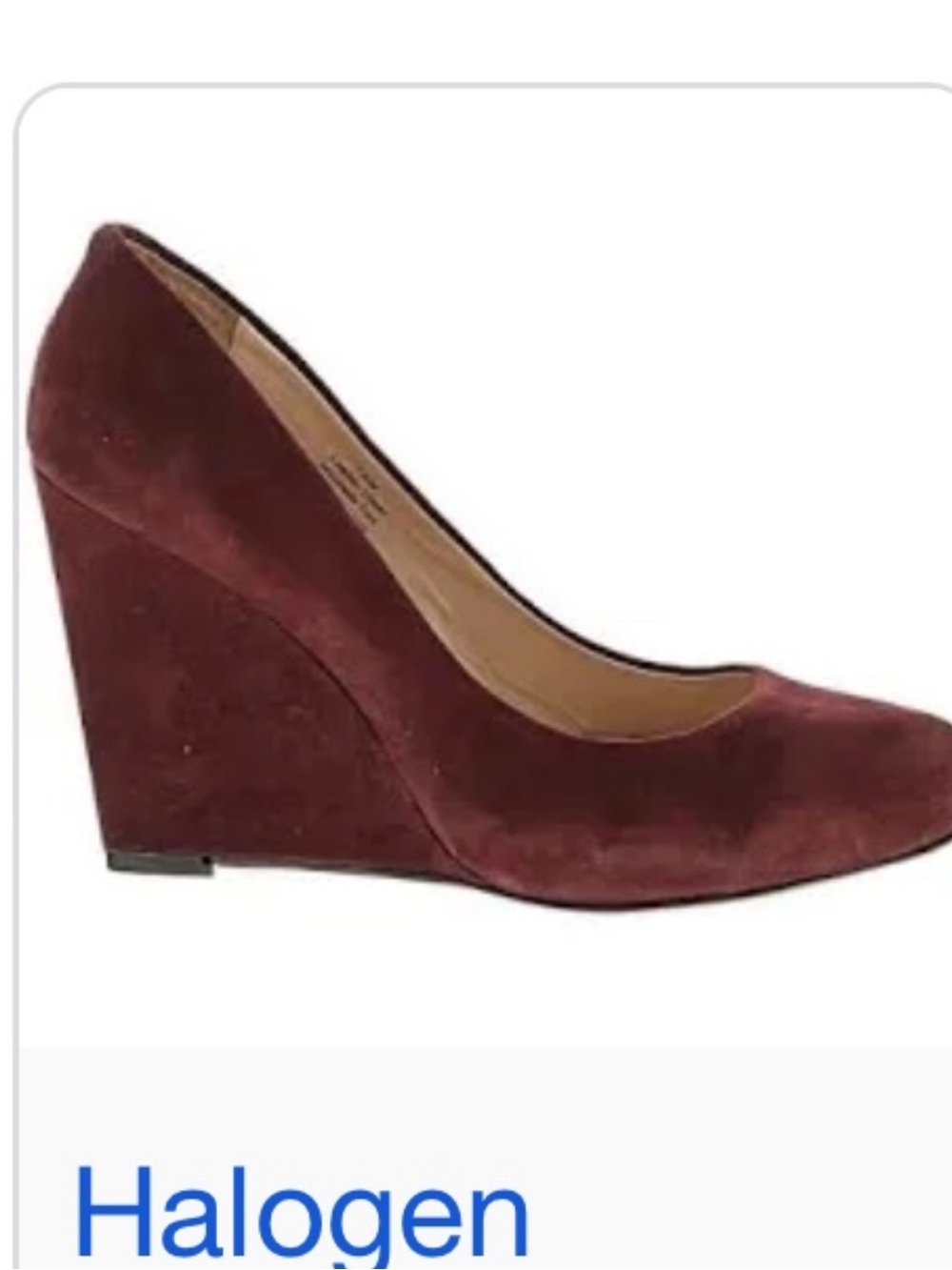 Halogen Wine Suede Wedge Pump size 8